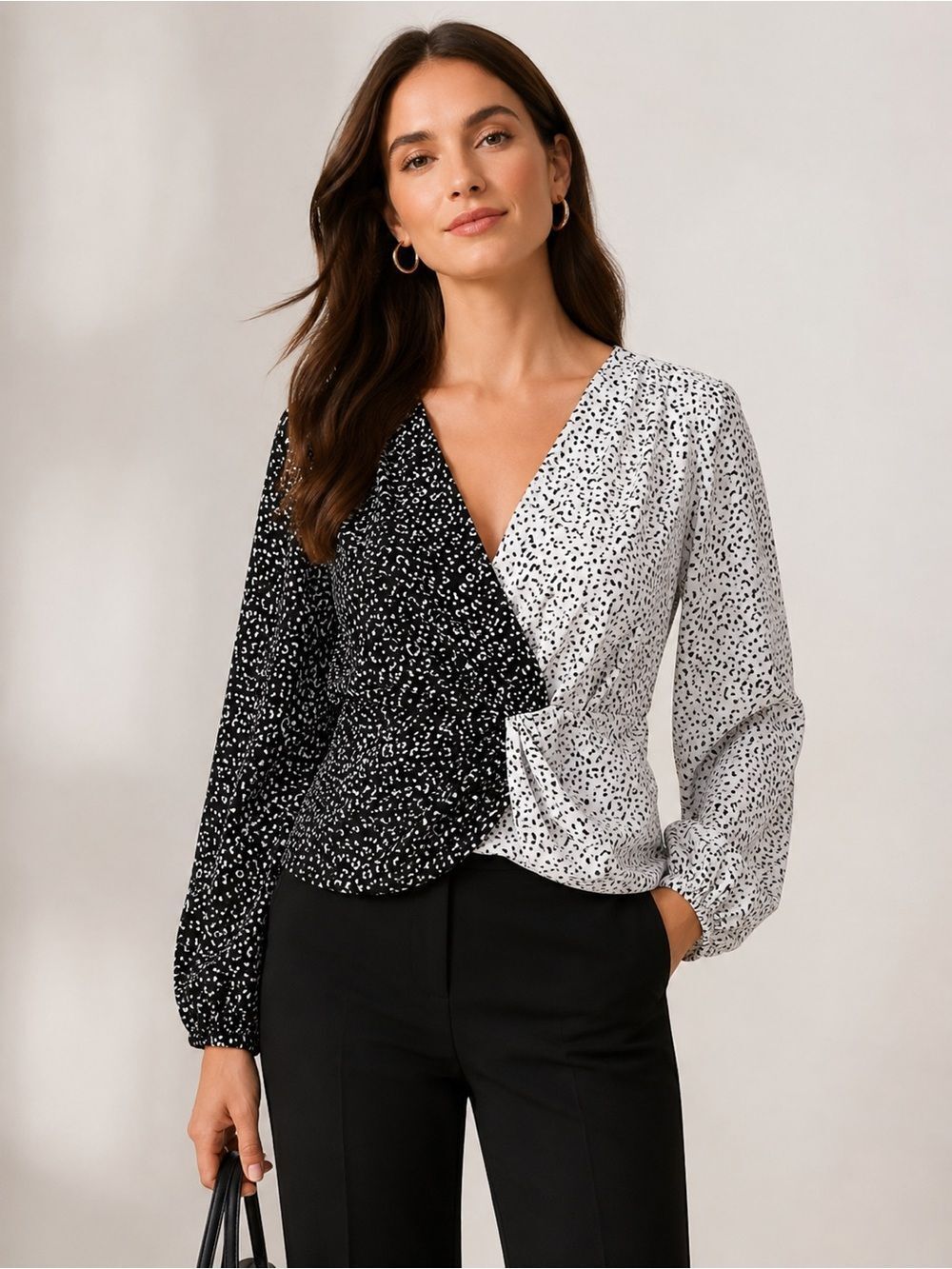🎉5 for $45 🎉Asos Top Blouse Shirt Size 12 Polka Dot Black White